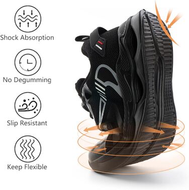 Чоловічі кросівки для бігу Hitmars: спортивні, дихаючі, з амортизацією, розмір 39-47 EU, чорний колір