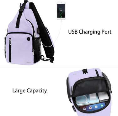 MOSISO Слінг-рюкзак для подорожей і міста з USB, багатоцільова нагрудна сумка з квадратною передньою кишенею